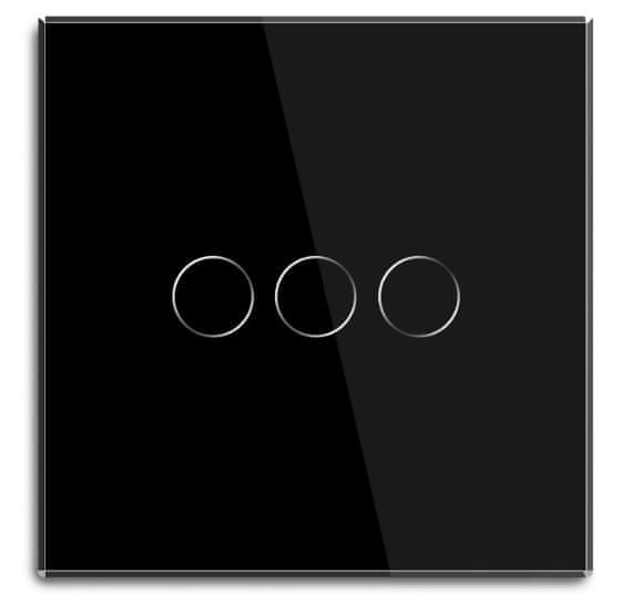 iQtech vypínač Millennium NoN Zigbee, 3×, Smartlife, čierny